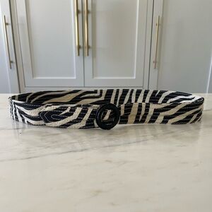 J Crew  Zebra Print Linen D-Ring Belt, Like New, 44"